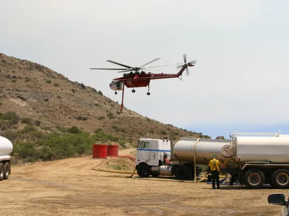 Fire helicopter lifting off