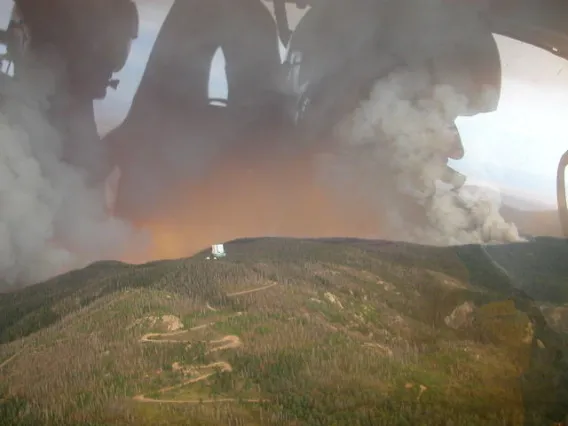 View of smoke from plane