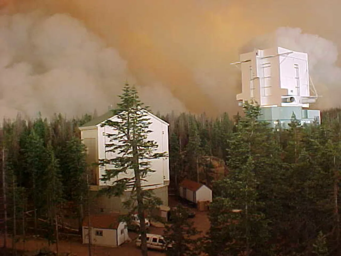 Smoke seen over trees